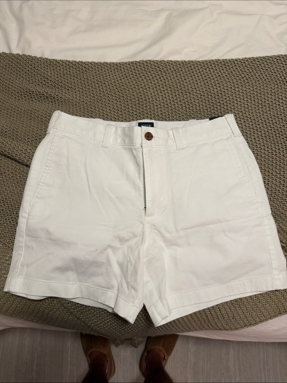 J. Crew Factory White Flat-Front Cotton Shorts